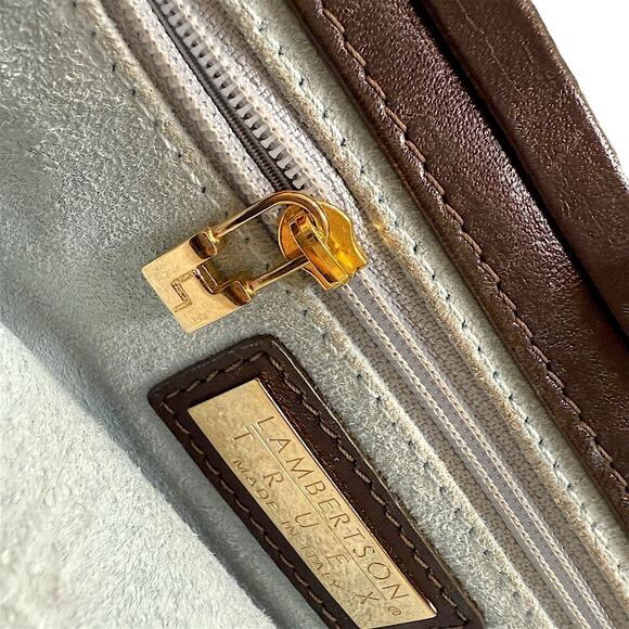 Italian Leather Clutch Bag – Gold Hardware, Quiet Luxury, Made in Italy, Brown - Picture 10 of 14